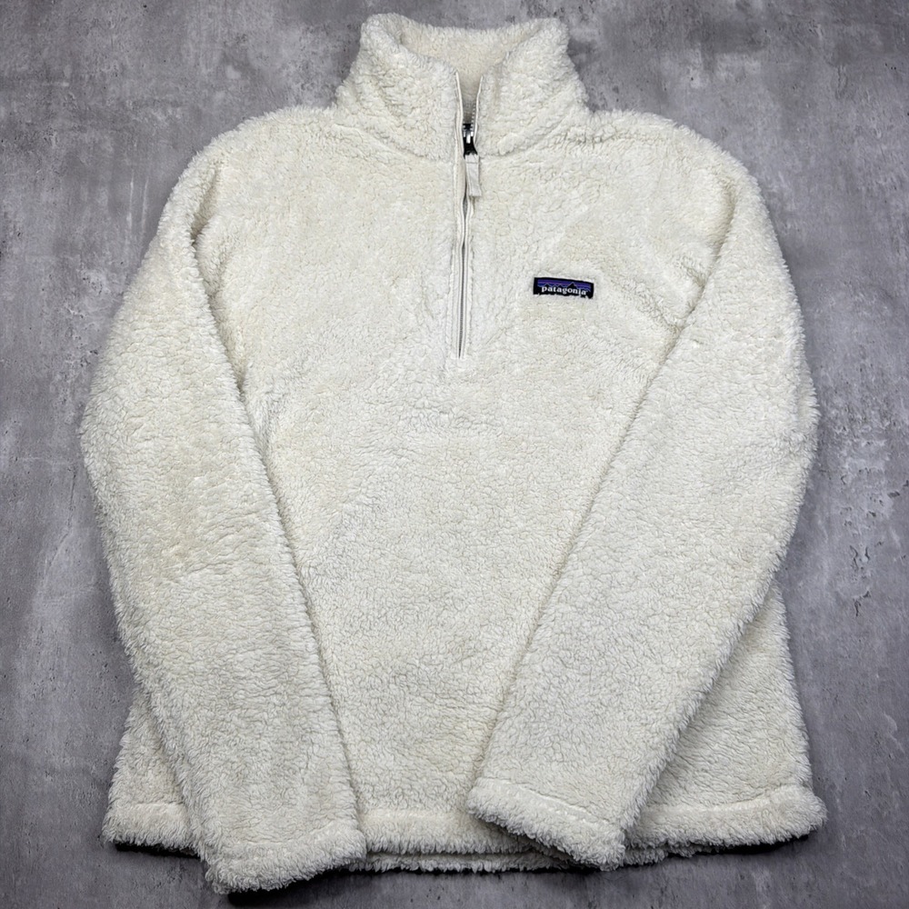 Patagonia Los Gatos 1/4 Zip High Pile Fleece Pullover Women's Size S Small Ivory